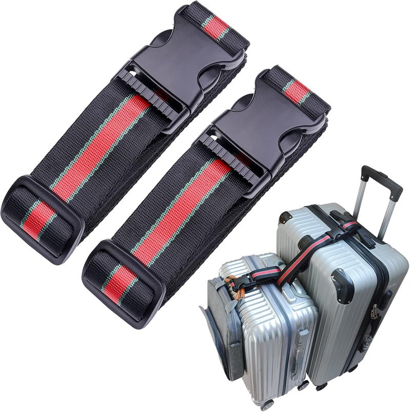 RUMILLA Luggage Strap add a Bag, Heavy Duty Adjustable Suitcase Belt Travel Attachment Travel Accessories for Connecting Your Luggage (Black+red) - Image 1